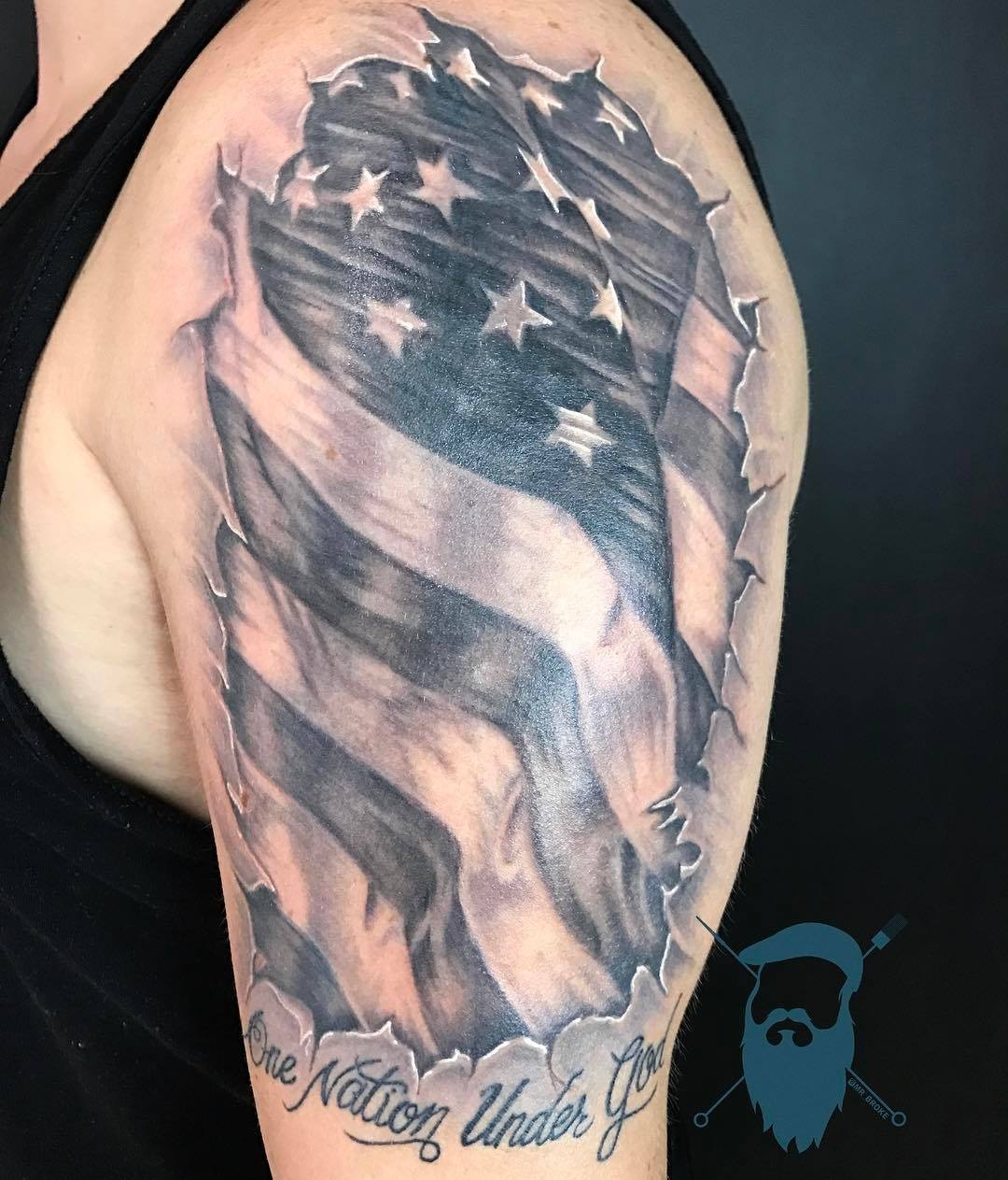 American Flag Black And Grey Tattoo